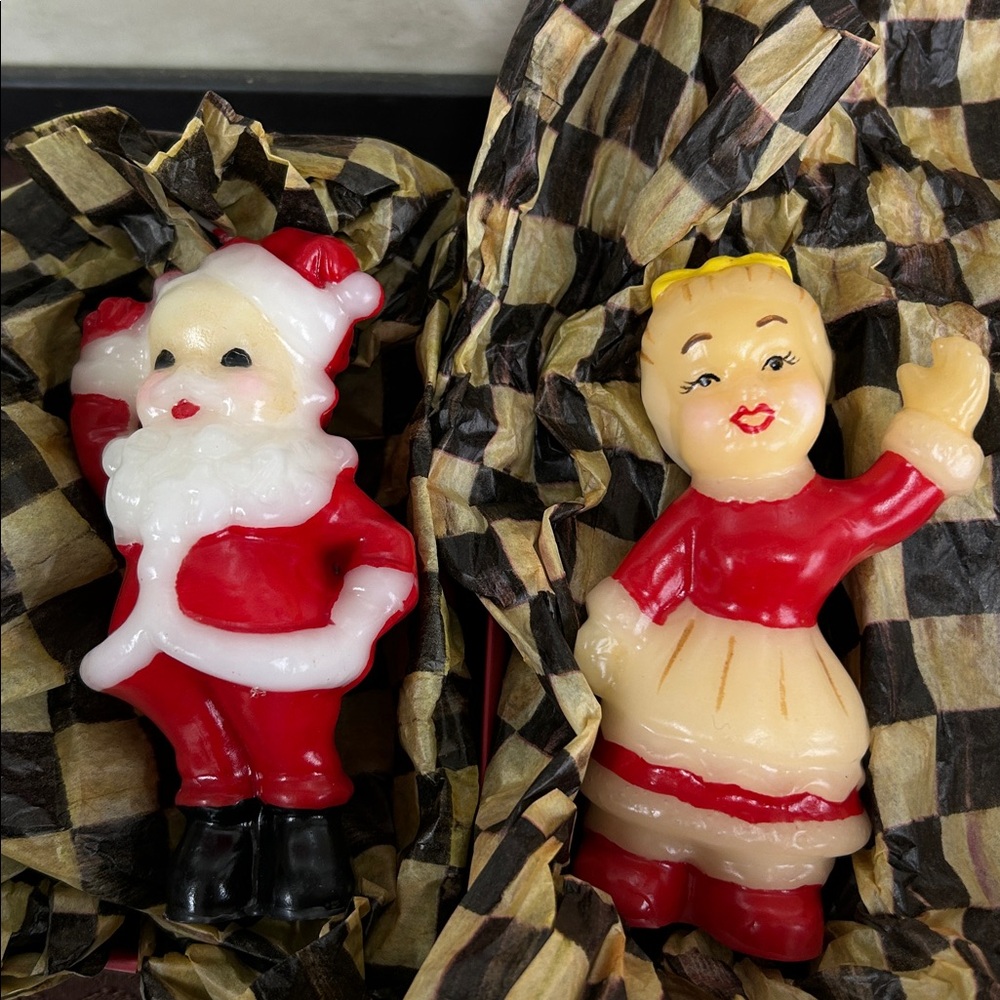 NOS MIB Vintage Mr & Mrs Santa Candles Sold by Mackenzie Childs Christmas